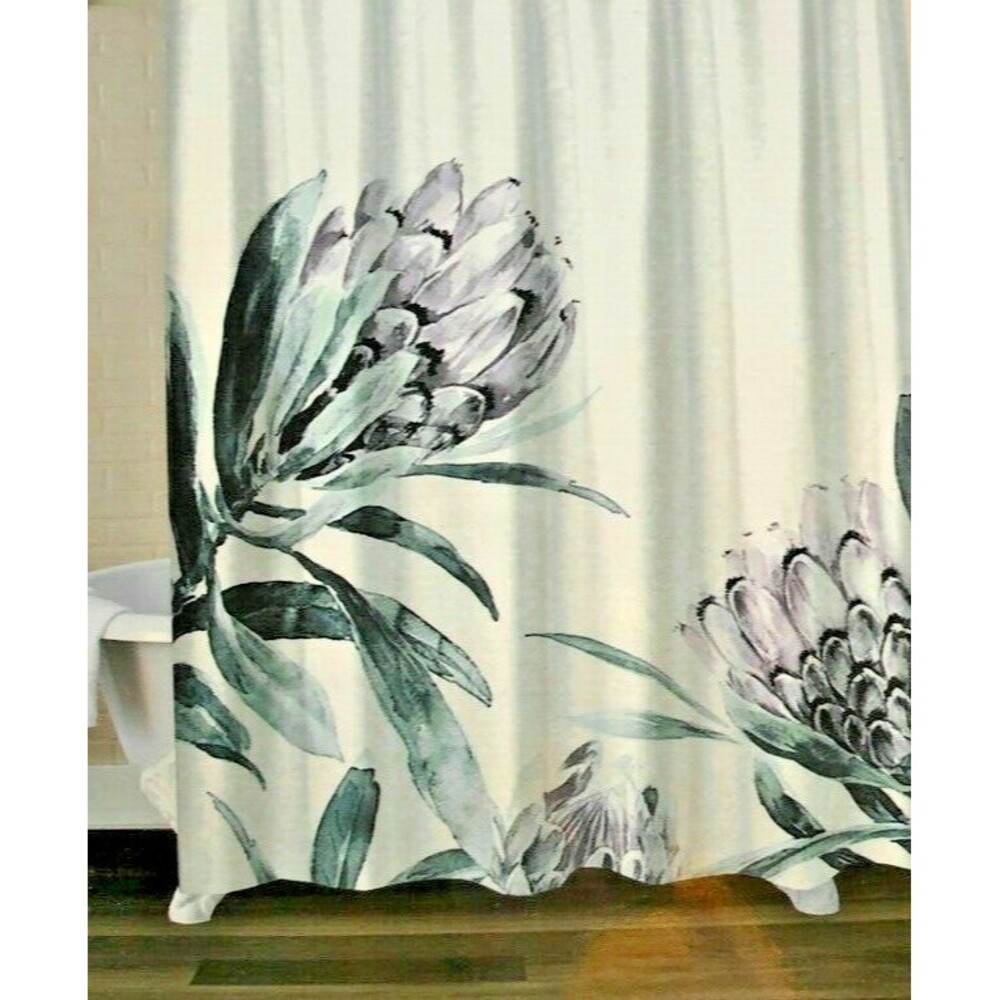 Idea Nuova Water Lilies Cloth Shower Curtain Bathroom Spring Watercolor 72x72"